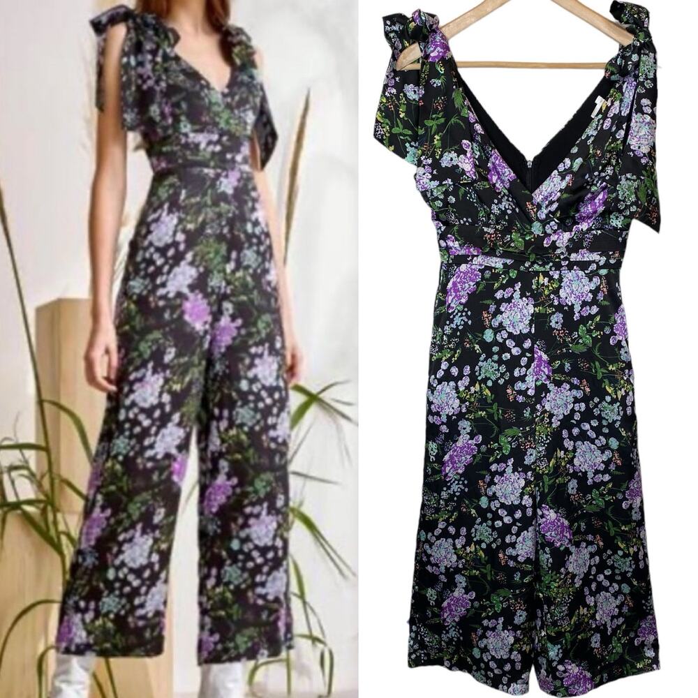 Foxiedox Tinley Floral Wide Leg Crop Jumpsuit Boho Retro size Small